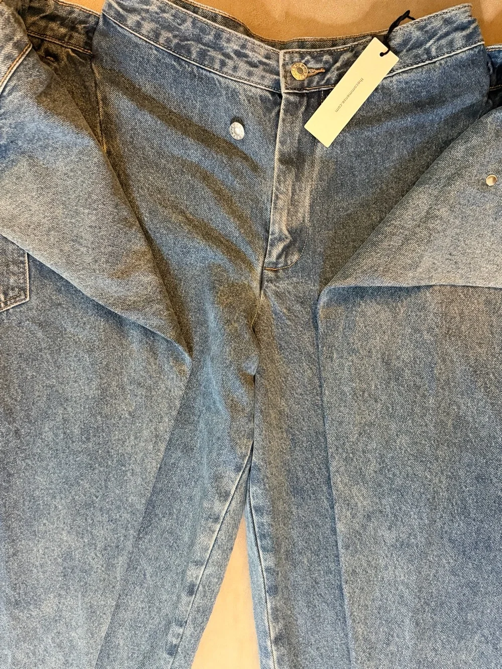 Commense Dark Blue Wide-Leg Wrap Overlay Jeans - Picture 6 of 7
